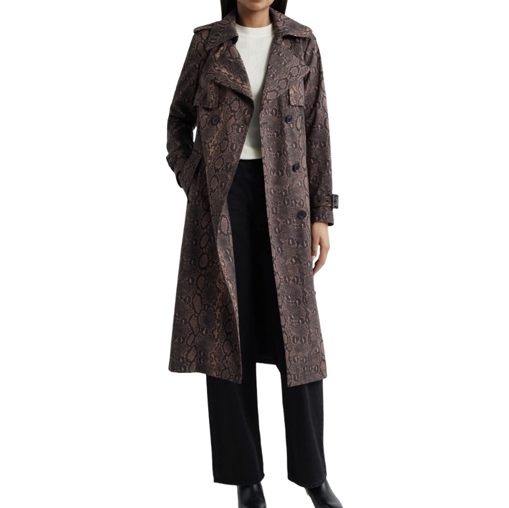 BcbgMaxazria Brown Black Python Snakeskin Trench … - image 2